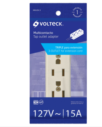 MULTICONTACTO TRIPLE PARA EXTENSIÓN, 2 POLOS + TIERRA 46813 *
