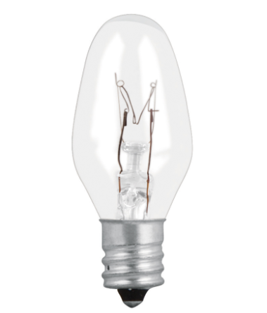 FOCOS INCANDESCENTES TRANSPARENTES,BASE E12,7.5WATTS, 50PZAS 46823 N