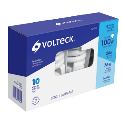 PACK DE 4 LÀMPARAS ESPIRAL T4 24W LUZ DE DÌA, CAJA, VOLTECK 46826 N