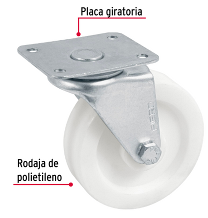 RODAJA POLIETILENO 3" PISADA 22MM, BUJE 48628 *