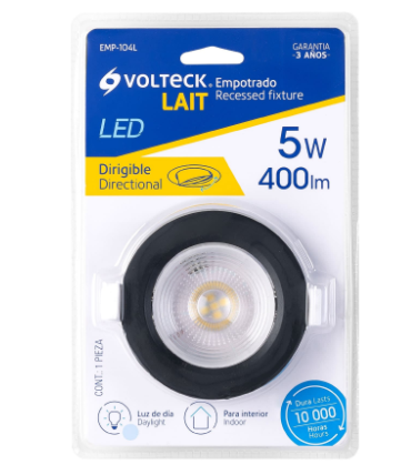 LUMINARIO DE LED 5 W EMPOTRAR REDONDO NEGRO SPOT DIRIGIBLE 46945