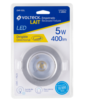 LUMINARIO DE LED 5W EMPOTRAR REDONDO CROMO SPOT DIRIGIBLE 46946 N