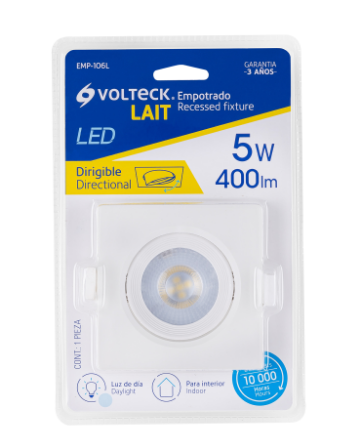 LUMINARIO DE LED 5W EMPOTRAR CUADRADO BLANCO SPOT DIRIGIBLE 46947 *