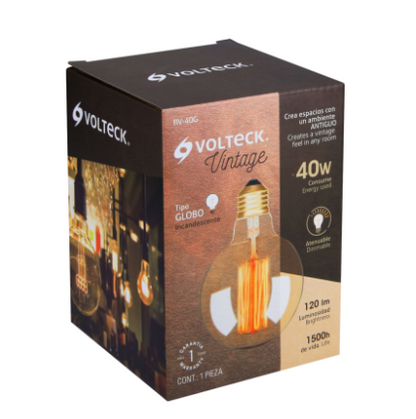 LÁMPARA INCANDESCENTE VINTAGE, 40W, GLOBO 47105 P