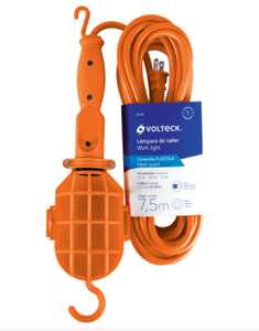 LÁMPARA DE TALLER CON CANASTILLA PLÁSTICA, 7.5M, VOLTECK