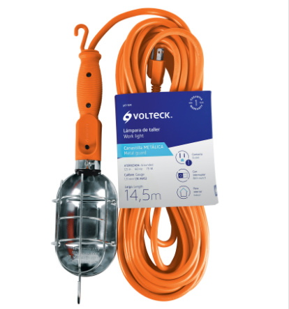 LÁMPARA DE TALLER, CABLE DE 14.5, METÁLICA