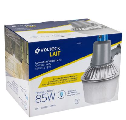 LUMINARIO SUBURBANO METÁLICO 85W SENSOR DE LUZ, CON LÁMPARA 47269*