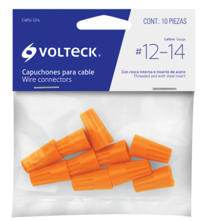 BOLSA CON 10 CAPUCHONES PARA CABLE, CALIBRE 14 A 12 AWG 47329 *