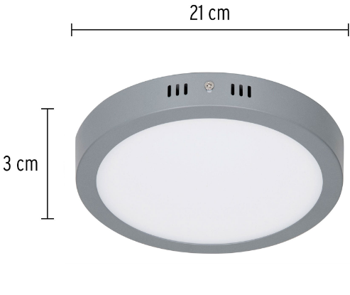 LUMINARIO LED TIPO PLAFÓN 18W, REDONDO, LUZ DE DÍA, GRIS 47348 *