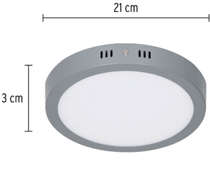 LUMINARIO LED TIPO PLAFÓN 18W, REDONDO, LUZ DE DÍA, GRIS 47348 P