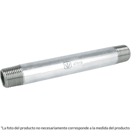 NIPLE, ACERO GALVANIZADO, 1/2'' X 2'', CÉDULA 40 47516 *
