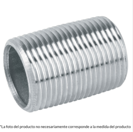 NIPLE ACERO, GALVANIZADO, CUERDA CORRIDA, 1/2'' CEDULA 40 47536 *