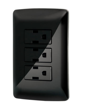 PLACA ARMADA 3 CONTACTO ATERRIZADOS, NEGRO, LINEA ITALIANA 47594 P