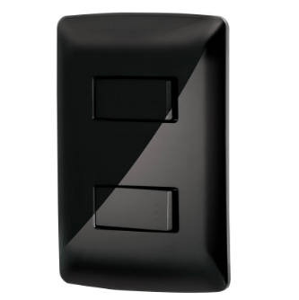 PLACA ARMADA, 2 INTERRUPTORES SENCILLOS,NEGRO , ITALIANA 47597 P
