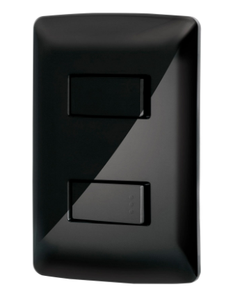PLACA ARMADA 1 INTERRUPTOR 1 ESCALERA, NEGRO LÌNEA ITALIANA
