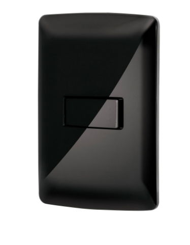 PLACA ARMADA 1 INTERRUPTOR SENCILLO, NEGRO ITALIANA 47599 P