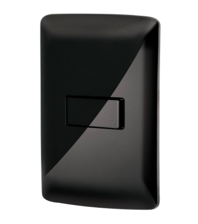 PLACA ARMADA 1 INTERRUPTOR ESCALERA, NEGRO, LÍNEA ITALIANA