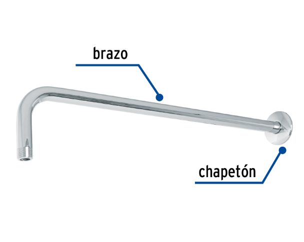 BRAZO RECTO 50 CM CON CHAPETÓN PARA REGADERA, CROMO, FOSET 47752 N