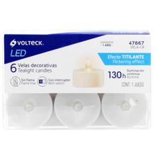 Cargar imagen en el visor de la galería, CAJA CON 6 MINI VELAS DE LED, VOLTECK 47867 N

