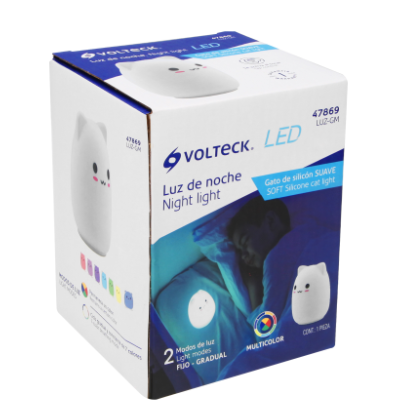 LUZ DE NOCHE DE LED GATO MULTICOLOR, VOLTECK 47869 N