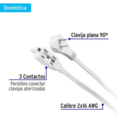 EXTENSIÓN ELECTRICA DOMESTICA 4 MTS BLANCA 48012 *