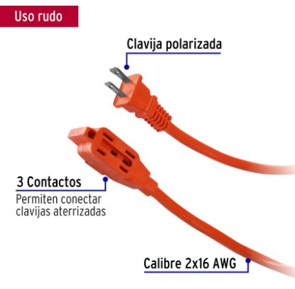 EXTENSION USO RUDO 20M 2x16 AWG, VOLTECK 48049 *
