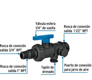 MULTICONECTOR POLIPROPILENO PARA TINACO, CON VÁLVULA, FOSET 48081 N