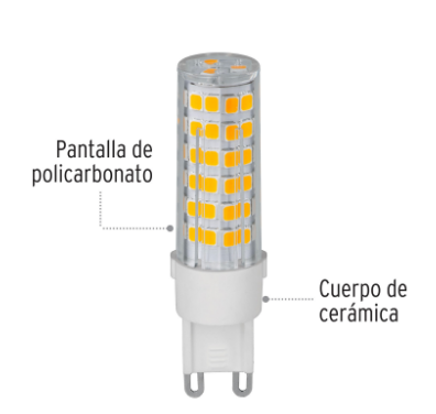 LÁMPARA DE LED, 4 W, BASE G9, FOCO CÁPSULA, LUZ CALIDA 48102 P