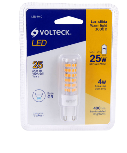 LÁMPARA DE LED, 4 W, BASE G9, FOCO CÁPSULA, LUZ CALIDA 48102 P