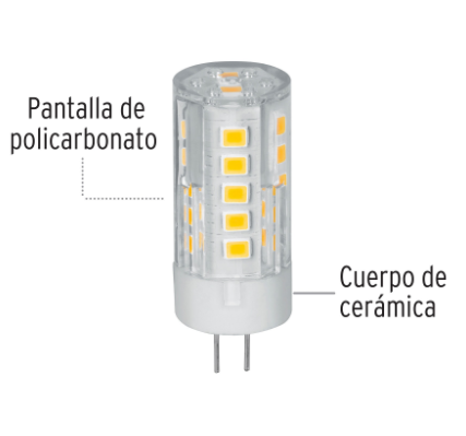LÁMPARA DE LED, 3 W, BASE G4, FOCO CÁPSULA, LUZ CÁLIDA 48103 *