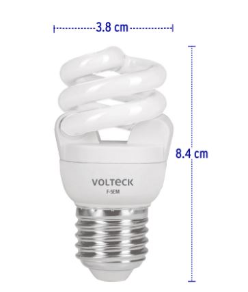 LÁMPARA 5 W, ESPIRAL MINI, LUZ DÍA, T2, EN BLISTER, VOLTECK 48200 *