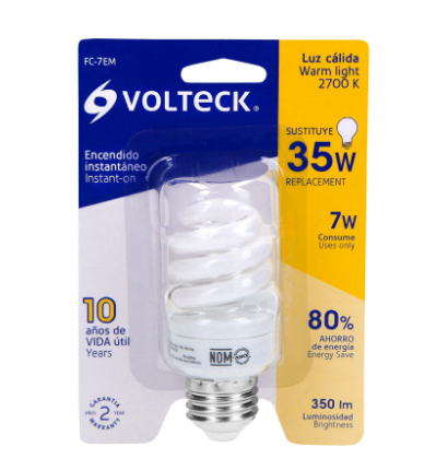 LÁMPARA 7 W, ESPIRA MINI, LUZ CÁLIDA, T2, EN BLÍSTER 48203 P