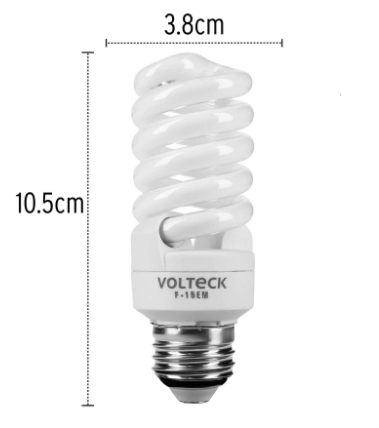 LÁMPARA 15 W, ESPIRAL MINI, LUZ DÍA, T2, EN BLÍSTER, VOLTECK 48204 *