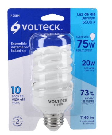 LÁMPARA 20 W, ESPIRAL MINI,LUZ DÍA, T2, EN BLÍSTER, VOLTECK 48206 *
