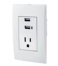 Cargar imagen en el visor de la galería, CONTACTO 2 POLOS + TIERRA CON 2 PUERTOS USB, OSLO, BLANCO 48313 P
