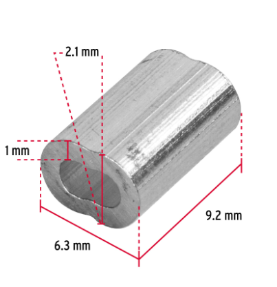 BOLSA CON 50 CASQUILLOS DOBLES DE ALUMINIO, 1/16'', FIERO 48363 P