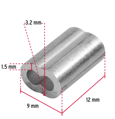BOLSA CON 50 CASQUILLOS BOBLES DE ALUMINIO, 3/32'' FIERO 48364 P
