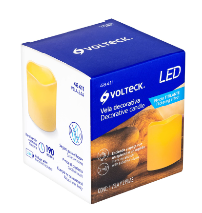 VELA DE LED CON 2 PILAS AA Y SENSOR 48411 *