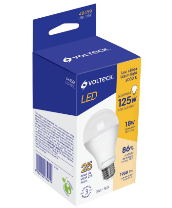 LÁMPARA DE LED, A 19, 18W, LUZ CÁLIDA, VOLTECK 48459 *
