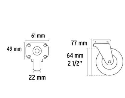 RODAJA POLIETILENO2-1/2"PISADA 22MM, BUJE FIERO 48626 *