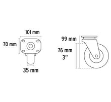 Cargar imagen en el visor de la galería, RODAJA DE POLIETILENO 3&#39;&#39; PLACA GIRATORIA, CON BALERO, FIERO 48629 N

