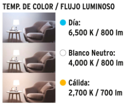 LAMPARA DE LED  55W 3 NIVELES DE TEMPERATURAS 49036 *