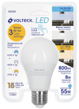 LAMPARA DE LED  55W 3 NIVELES DE TEMPERATURAS 49036 *