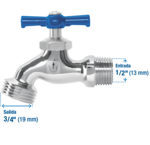 LLAVE PARA MANGUERA, CROMADA, 130G, ENTRADA 1/2'' FOSET 49084 *L