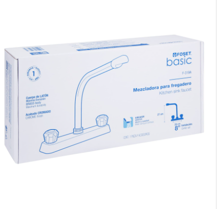 MEZCLADORA 8'' P/FREGADERO, CUELLO, COBRA, NAERALES ACRÌLICO 49192 N
