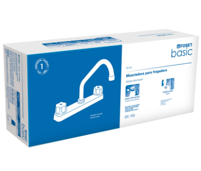 MEZCLADORA PLÁSTICA PARA FREGADERO, CUELLO CORTO, BASIC 49289 *