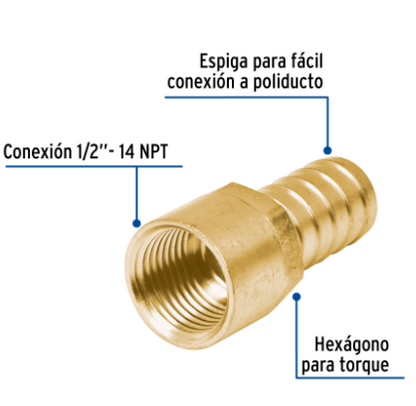 ADAPTADOR HEMBRA DE LATÒN 1/2'' PARA POLIDUCTO, FOSET 49311 N