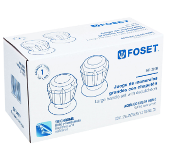 JUEGO DE 2 MANERALES ACRILÍCO HUMO PARA REGADERA, FOSET 49463 P