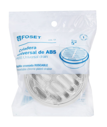 COLADERA UNIVERSAL DE POLIPROPILENO 5'' REJILLA CROMADA 49616 *
