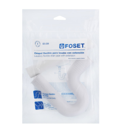 CÉSPOL FLEXIBLE PARA LAVABP, PVC C/EXT 20CM 1 1/4'' FOSET 49947 *